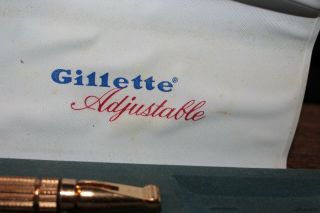 Vintage RARE Gold Gillette Adjustable Safety Razor F - 4 Model With Case Shaving 2
