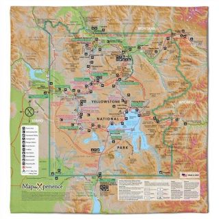 Yellowstone National Park (montana) Handy Map Micro Fiber Bandana
