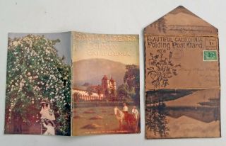 1915 Santa Barbara California Panama - Pacific Exposition Guide Book & Postcard