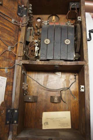 Antique Kellogg Crank Wall Mount Telephone 1900s Quartersawn Tiger Oak Phone 4