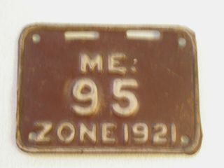 Very Rare 1921 Maine Zone License Plate 2 Digit