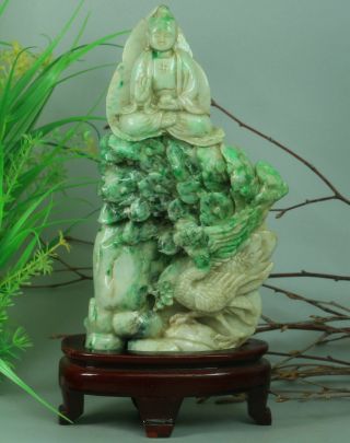Cert ' d Untreated green Nature jadeite Jade Statue Sculpture Buddha wer006613 3