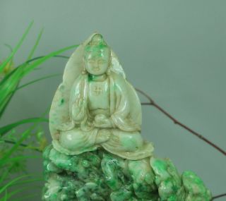Cert ' d Untreated green Nature jadeite Jade Statue Sculpture Buddha wer006613 4
