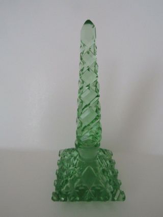 Czechoslovakian Czech Vintage Brilliant Green Art Deco Perfume Bottle 1930 