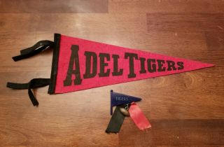 Vintage Felt Pennant Flag Adel Iowa Tigers Football - 1950s