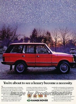 1989 Range Rover - Winter Snow - Advertisement Print Art Car Ad J745