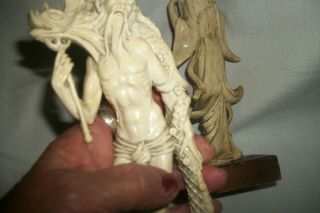 Vintage Carved Ivory Color Resin Statue Figure ' s Figurine Asian Oriental (2) 4