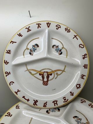 7 Fred Roberts 1950 Vintage Cowboy Western Longhorn Rope Brand Dinner Plates 11 "