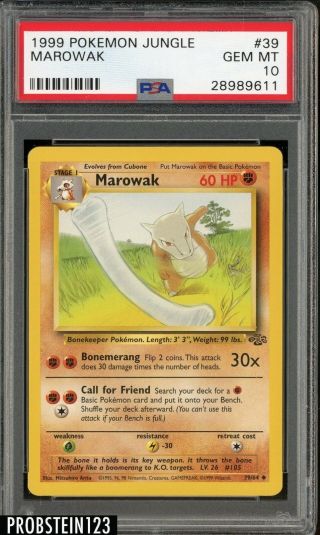 1999 Pokemon Jungle 39 Marowak Psa 10 Gem Mt Pop 3
