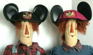 Mickey Mouse Club Hats 2; 1 Pink With Ears,  1 Black With Ears 1960’s Vintage