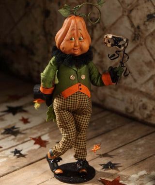 Bethany Lowe Timmy The Timid Pumpkin Man Halloween 16 " Folk Art Decor Figure