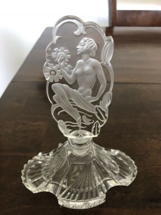 Rare Cio Czech Art Deco Intaglio Hoffmann Crystal Perfume Bottle