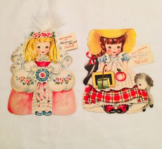 Vintage 1950’s Birthday Storyland Doll Greeting Cards Cinderella & Mary W/story