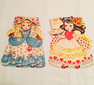 Vintage 1950’s Birthday Cards A Storyland Doll Sleeping Beauty & Queen Of Hearts