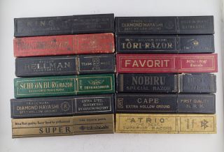 Vintage Straight Razor Boxes Bellman Kikuboshi Nobiru Cape Atrio