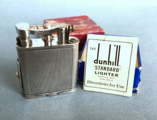 Vintage Dunhill Standard Cigarette Lighter Pocket Petrol With Direction Leaflet