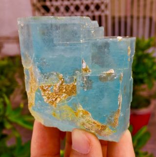 Wow 1347 C.  T Top Class Damage Terminated Blue Color Aquamarine Crystal