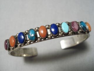 Very Rare Early Vintage Zuni Harlan Coonsis Turquoise Sterling Silver Bracelet
