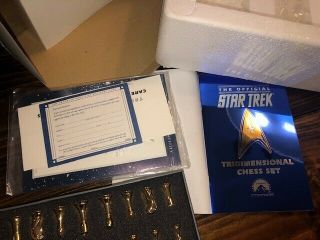 FRANKLIN STAR TREK TRIDIMENSIONAL CHESS SET CPT WITH ORIG BOX PAPERW 5