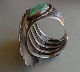 Heavy Vintage Turquoise and Silver Navajo Cuff Bracelet,  5.  8 Ounces 8
