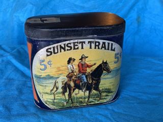 Vintage Rare Advertising Tobacco Tin - Sunset Trail - Cigar - Antique