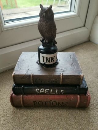 Wizard Spells,  Potions,  Curses Books With Owl Resin Trinket Box,  Harry Potter