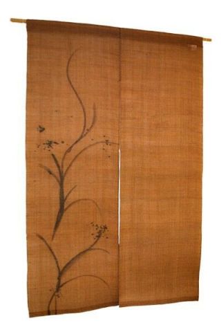 Noren Mitsuru Japanese Linen Door Curtain Kakishibu Fude Asobi 88 X 150cm