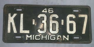 Vtg 1946 Michigan License Plate 6 Digit Kl - 36 - 67 Rat Hot Rod Era Gas & Oil