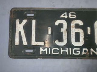 Vtg 1946 Michigan License Plate 6 Digit KL - 36 - 67 Rat Hot Rod Era Gas & Oil 2