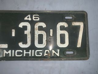 Vtg 1946 Michigan License Plate 6 Digit KL - 36 - 67 Rat Hot Rod Era Gas & Oil 3
