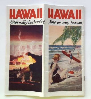 Antique 1924 Hawaii Tourist Bureau Travel Brochure Color Art & B/w Photos 23 Pg.