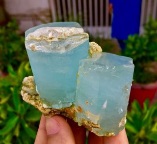 WoW 1068 C.  T Top Class Damage Terminated Blue Aquamarine Crystal Bunch 3