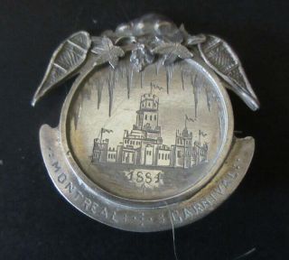 Rare Antique 1881 Montreal Carnival Souvenir Silver Pin Brooch
