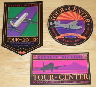 3 X 1990s Boeing Everett Tour Center Seattle Stickers