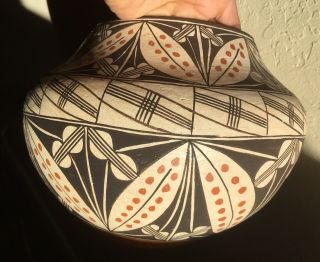 Large Vintage Native Olla Pottery Jar Polychrome & Fine Line - Laguna Pueblo 12