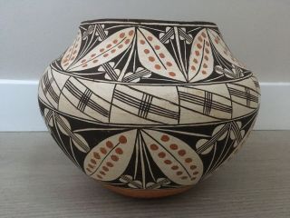 Large Vintage Native Olla Pottery Jar Polychrome & Fine Line - Laguna Pueblo 5