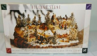 Fiber Optic Snowy Mountain Christmas Village Scene Linens - N - Things