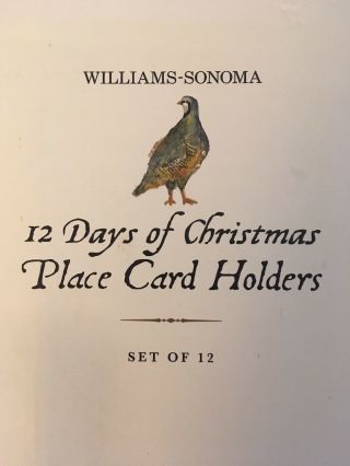 Williams Sonoma 12 Days of Christmas PORCELAIN Place Card Holders - Set of 12 2