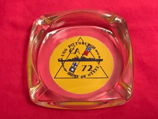Vintage Uss Pittsburgh Ca 72 Home Of Steel Navy Ash Tray World War 2
