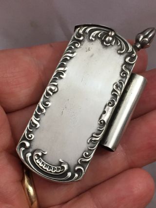 Antique Sterling Silver Gear Driven Friction Pre Flint Fusee Pocket Lighter 2