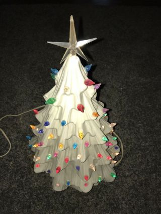 Vintage White Ceramic Christmas Tree Light Up