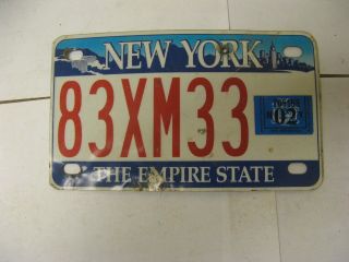2002 02 York Ny License Plate 83xm33 Motorcycle