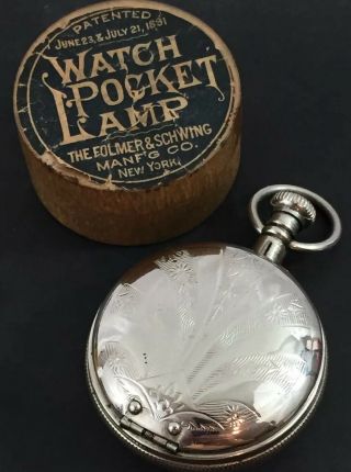 Antique Folmer & Schwing Pocket Watch Shaped Pocket Lighter - Cap Mechanism 1891