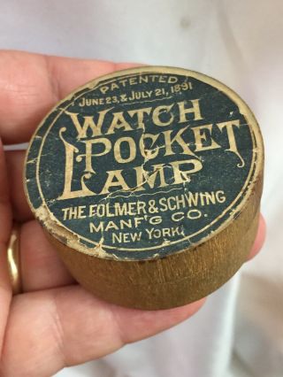 Antique FOLMER & SCHWING Pocket Watch Shaped Pocket Lighter - Cap Mechanism 1891 8