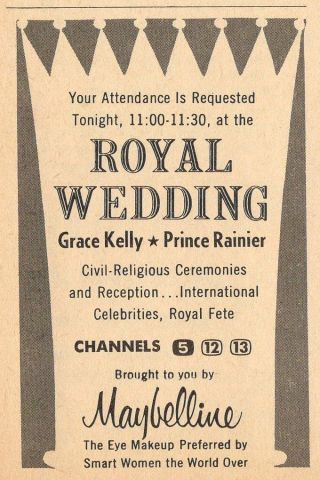 1956 TV AD ' S TELEVISED PRINCESS GRACE KELLY WEDDING PRINCE RANIER II MONACO 2