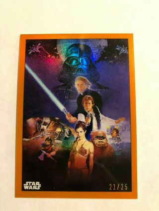 2019 Topps Chrome Star Wars Legacy Base Orange 21/25 Return Jedi Poster Pc - 3