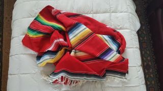 Handwoven El Paso Saddle Blanket Cotton Polyester Acrylic Blend Striped 62 X 84