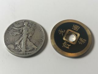 Scarce Vintage Silver Walking Liberty Chinatown Half By Johnson Coin Magic Trick