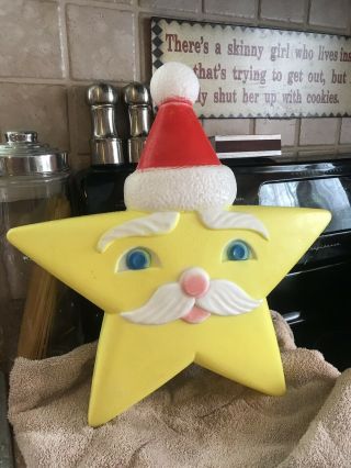 Yellow Santa Star Union Christmas 17 " Plastic Lighted Blow Mold