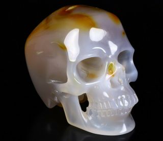 Huge 5.  0 " Carnelian Carved Crystal Skull,  Realistic,  Crystal Healing